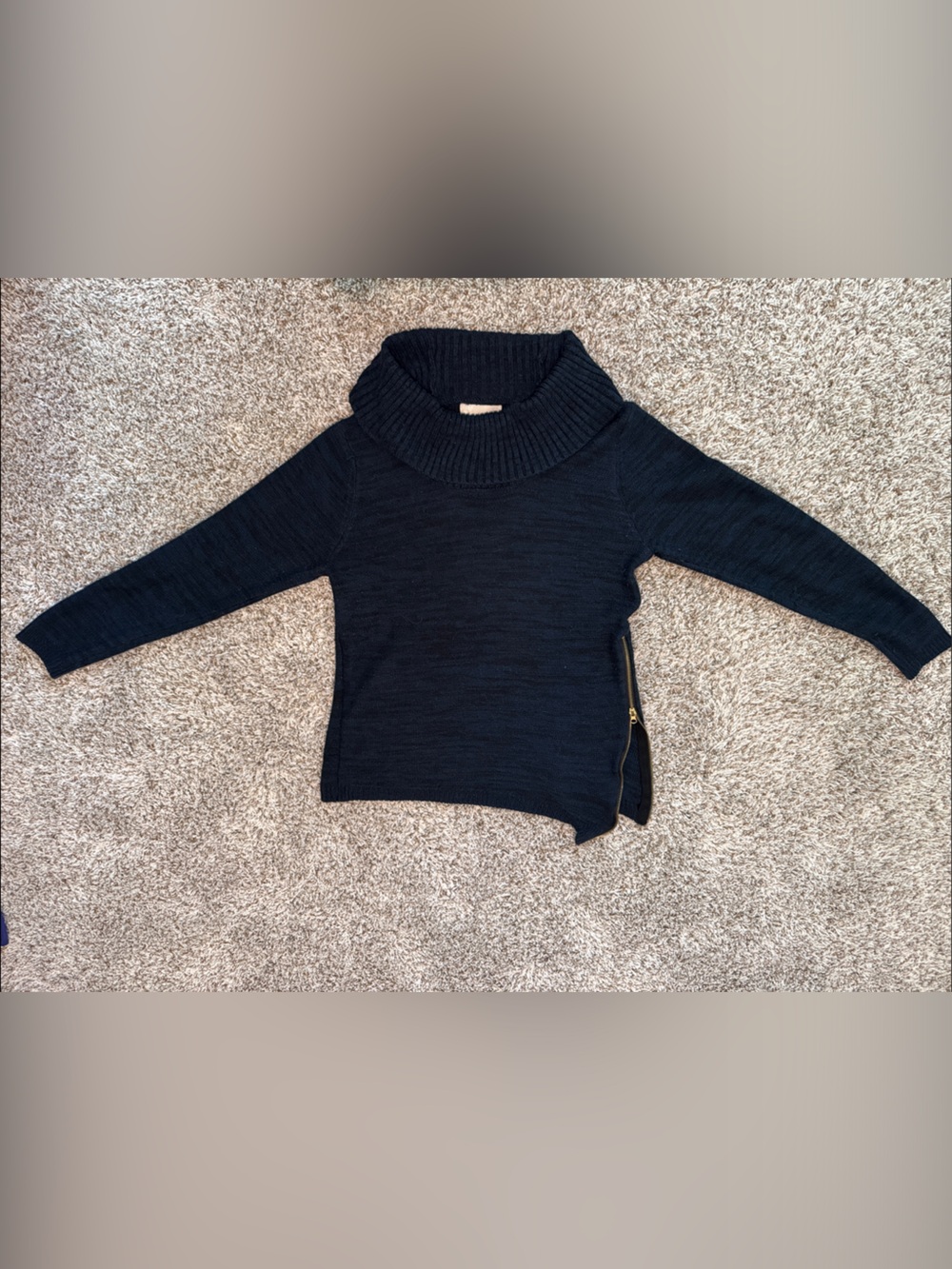 Emily Rose Black Cowlneck Side-Zip Sweater